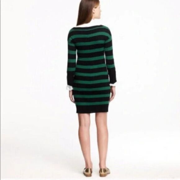J. Crew Green Navy Striped Crewneck Sweater Dress Cashmere Wool Nylon sz XS GUC - Picture 2 of 8